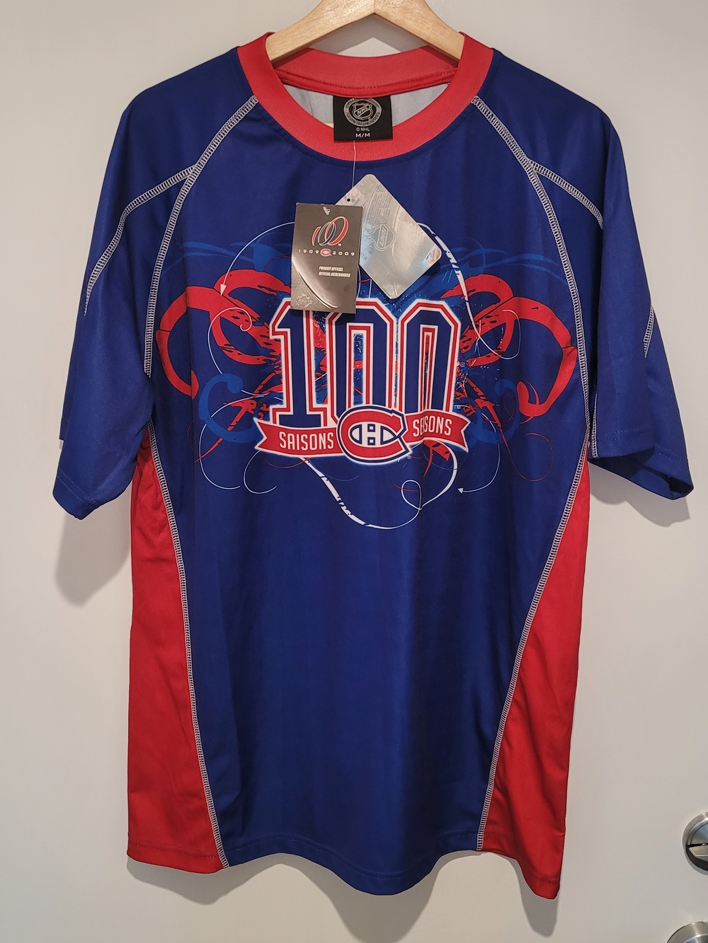 NHL Montreal Canadiens NHL Hockey Blue & Red Centennial Performance Shirt 100e